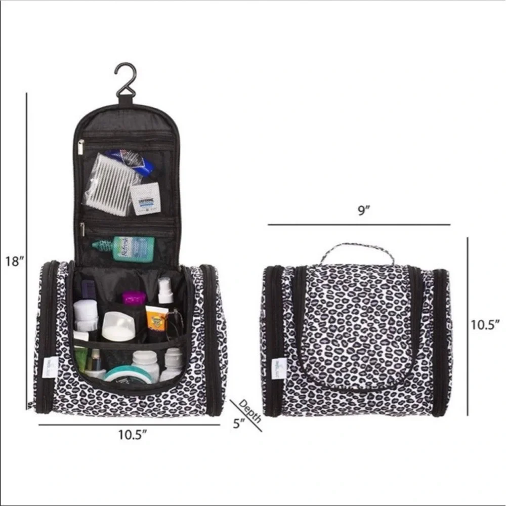 Hanging Travel Toiletry Bag - Black and White